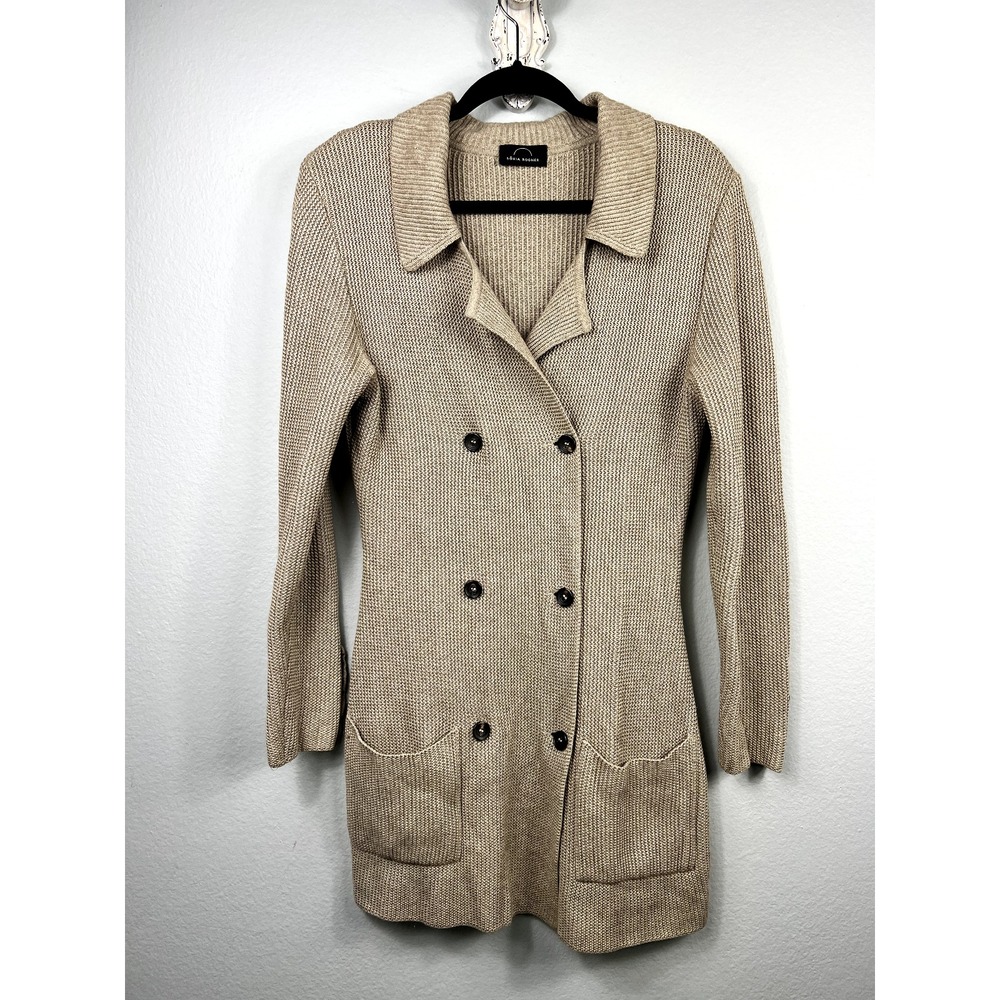 Sonia Bogner Cardigan‎ Sweater The Carlyle Double Breasted Long Tan